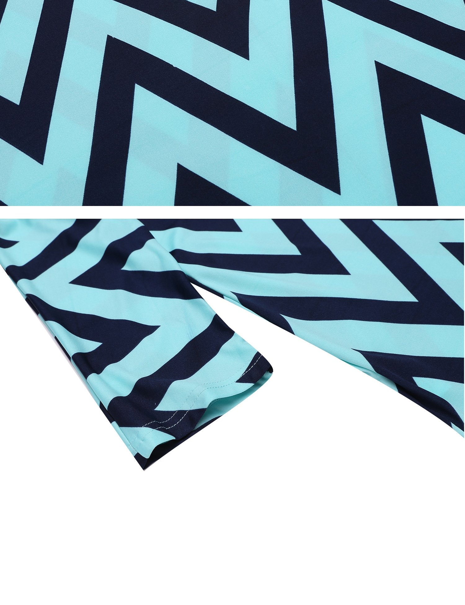 Zeagoo Women 3 4 Sleeve Multi Color Chevron Stripes Casual Blouse Shirt Tops Dark Blue M