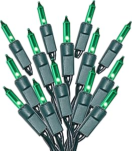 Holiday Essence 100 Green String Lights with Green Wire - Indoor & Outdoor Use - Professional Grade - Great for St Patricks Day, Christmas Tree Decoration, Garden Party, Patio Lawn Decor, UL Listed