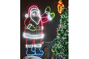 ZHOUDUIDUI 5FT 273 LED Santa Claus Light, Colorful Neon Light Sign Animated Christmas Decoration for Indoor Outdoor Yard Home Garden Christmas Festival Party Decoration