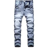 ZEESEN Jeans for Men Stretch Slim Fit Denim Comfort Flex Waist Colored Pants Strechy Regular Fit Tapered Leg
