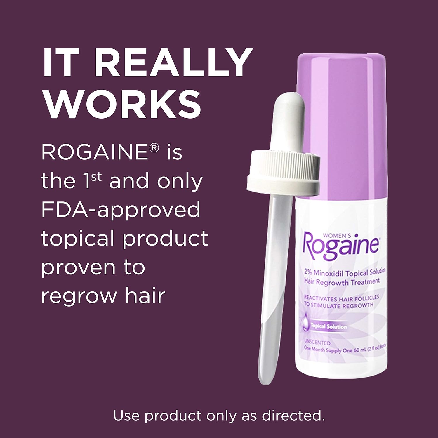 Women's Rogaine 2% Minoxidil Topical Solution for Hair Thinning and Loss, Topical Treatment for Women's Hair Regrowth, 1-Month Supply : Beauty