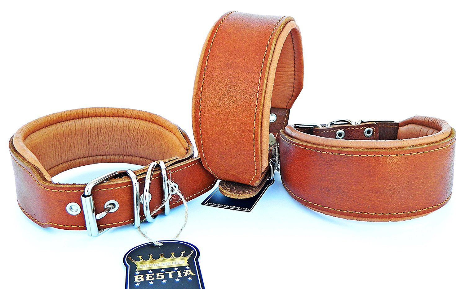 Bestia Hunter Collare Cane - Pelle Vera Imbottita, Razze Grandi, Corso, Rottweiler, Larghezza 6.3cm