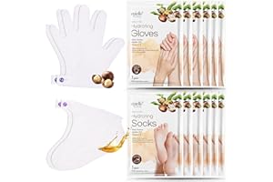 Epielle Hydrating Hand & Foot Masks for Dry, Overworked Skin, Self Care Gifts for Women, Spa Kit, Stocking Stuffers, Thanksgiving Essentials, 6 Moisturizing Gloves & 6 Moisturizing Socks