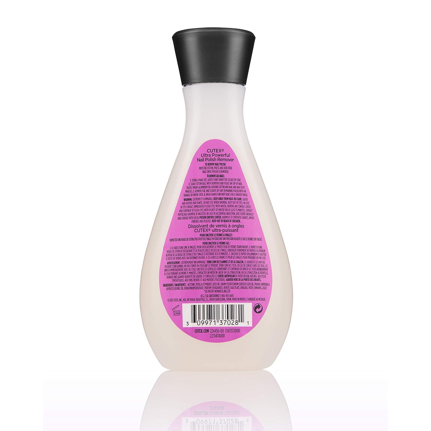 Cutex Ultra-Powerful Nail Polish Remover for Gel, Glitter, and Dark Colored Paints, Paraben Free, 6.76 fl oz : Beauty