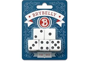 Classic White Game Dice for Playing Board Games and Card Games, 5-Pack Set - 16mm Regular Pipped Six-Sided Dice by Brybelly