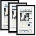 DoubleFill 6 Pack Newspaper Frames With Mat - 11x22 Inch Display For Articles, Posters & Memories