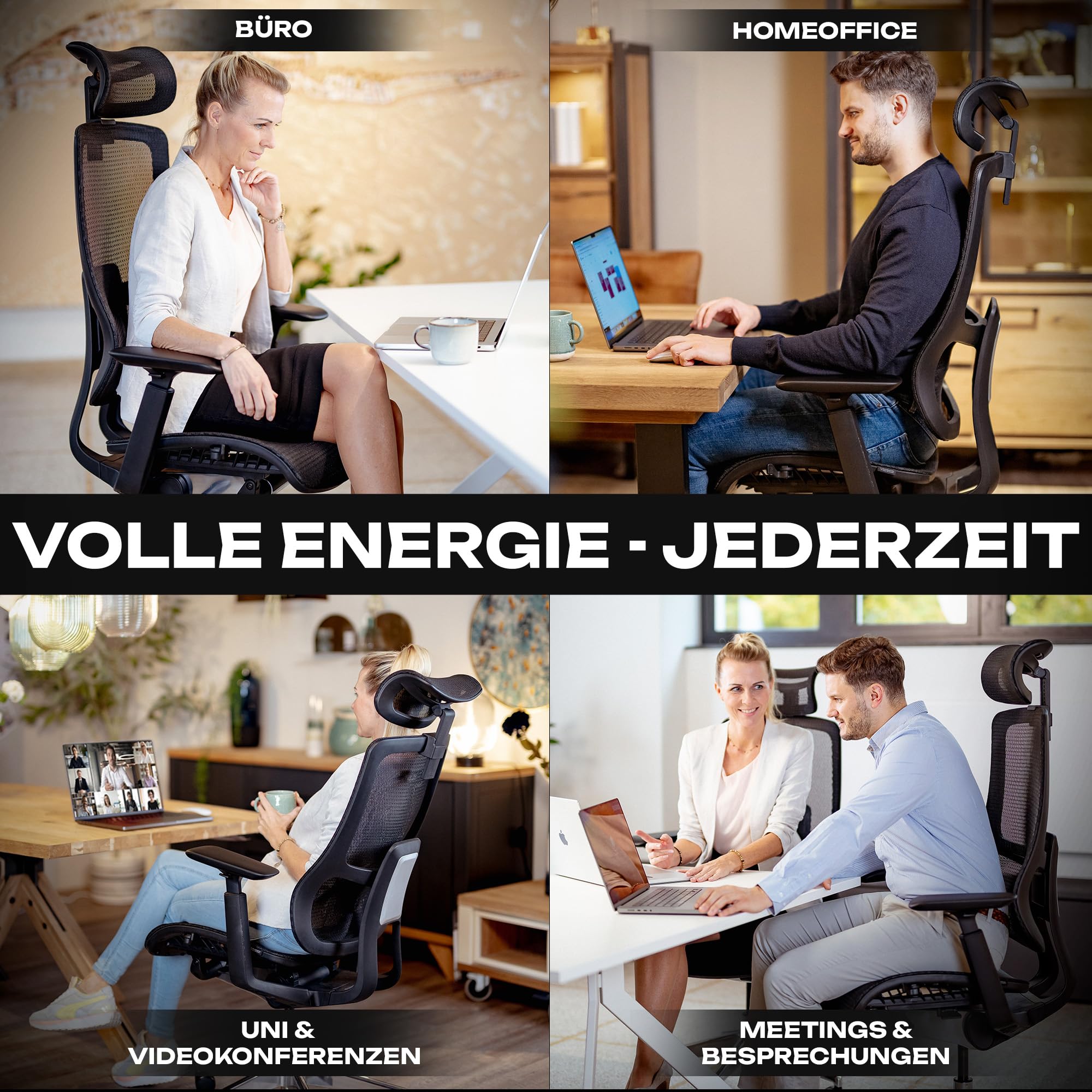 VALKENSTOL M6 Bürostuhl Ergonomisch Testsieger für Grosse Menschen, Breite Sitzfläche Schreibtischstuhl, Office Chair mit Lordosenstütze, Verstellbare Rückenlehne für Gesundes Sitzen Chefsessel 150kg 7