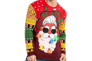 JOYIN Men's LED Light Up Christmas Holiday Ugly Sweater with Built-in Light Bulbs
