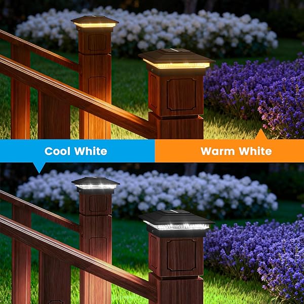 VOLISUN SOLAR POST CAP LIGHTS COLOR CHANGING OUTDOOR WATERPROOF, RGB MODES FENCE POST CAP LIGHTS 16 PACK, FOR 4X4 X5 X6 WOODEN/VINYL(BLACK)