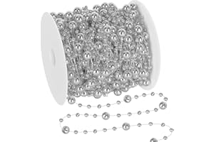 ARROWOM 100 Feet Christmas Tree Decorations, Christmas 2 Sizes Garland Tree Decoration, Hanging Plastic Beads Garland Chain Roll for Christmas Home Mantle Fireplace Wreath Xmas Tree Decor Supplies (Silver)