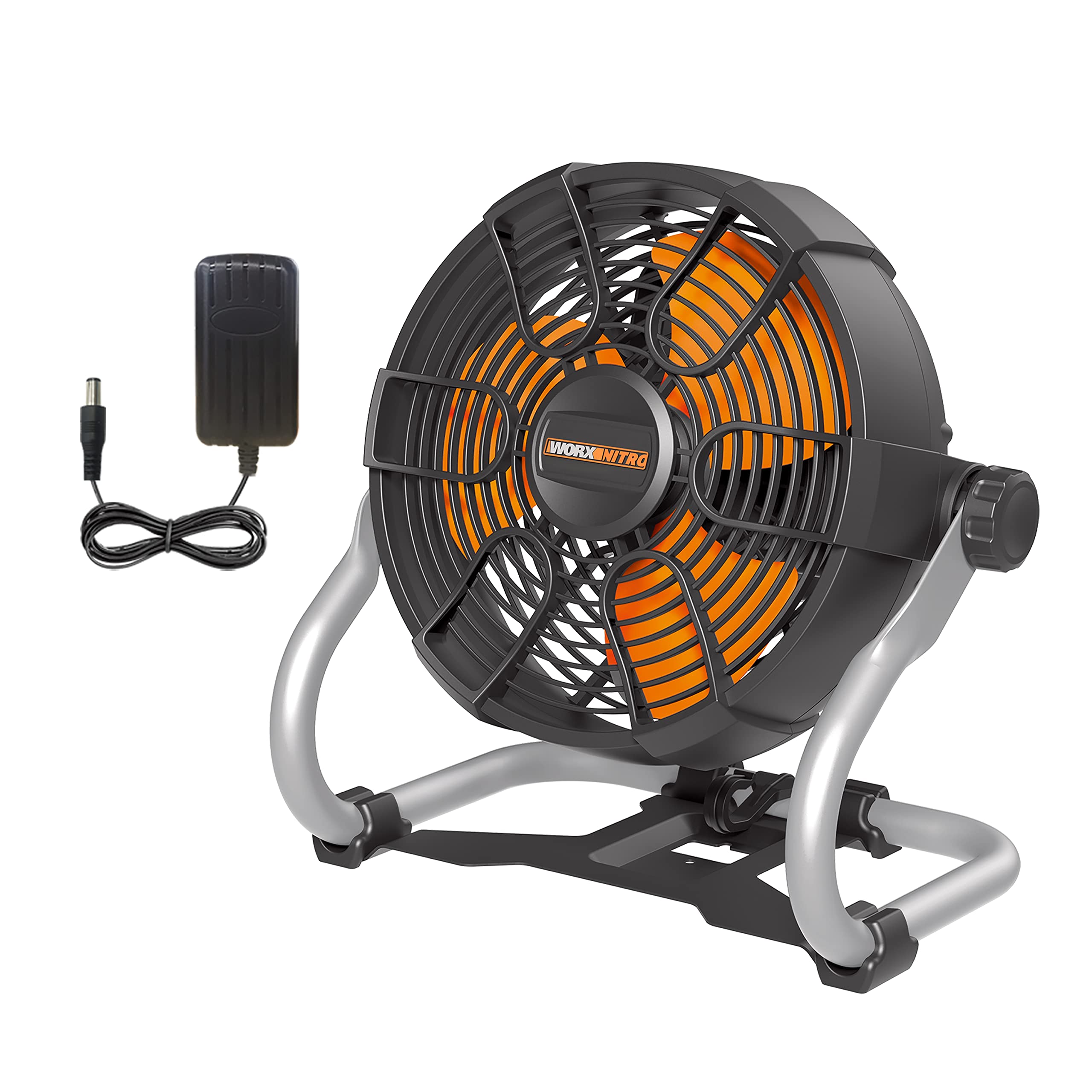 WORX Nitro 18V(20V MAX) Cordless Jobsite Fan, PowerShare, Max. 6-Hour Working Time, 2 Speed Control, 360° Rotating Head, 1 x AC Adaptor Included, WX095.9