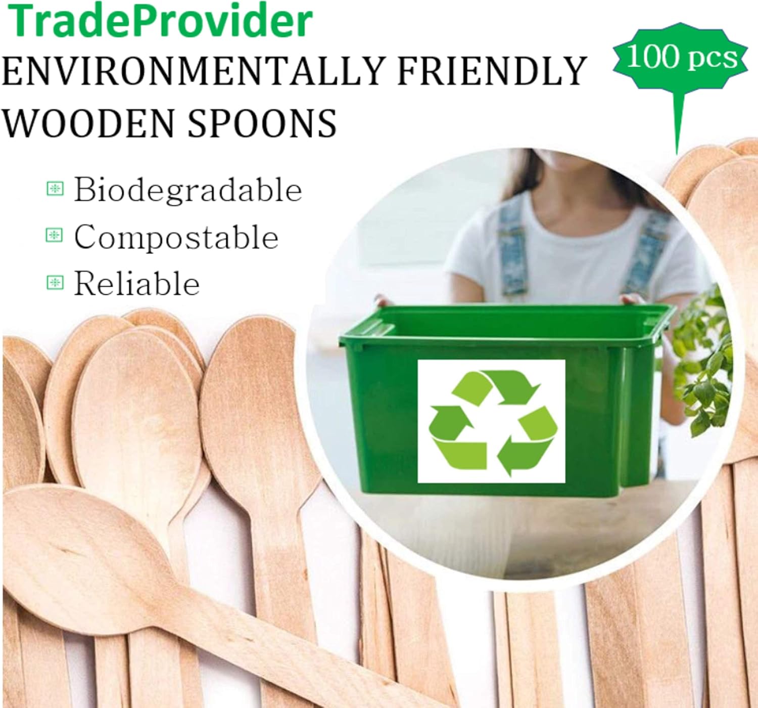 TradeProvider® Disposable Wooden Spoons, Disposable Cutlery, Catering