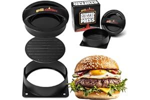 Grillaholics Stuffed Burger Press and Recipe eBook - Extended Warranty - Burger Stuffer & Hamburger Patty Maker - The Perfect Grilling Gift & Stocking Stuffer