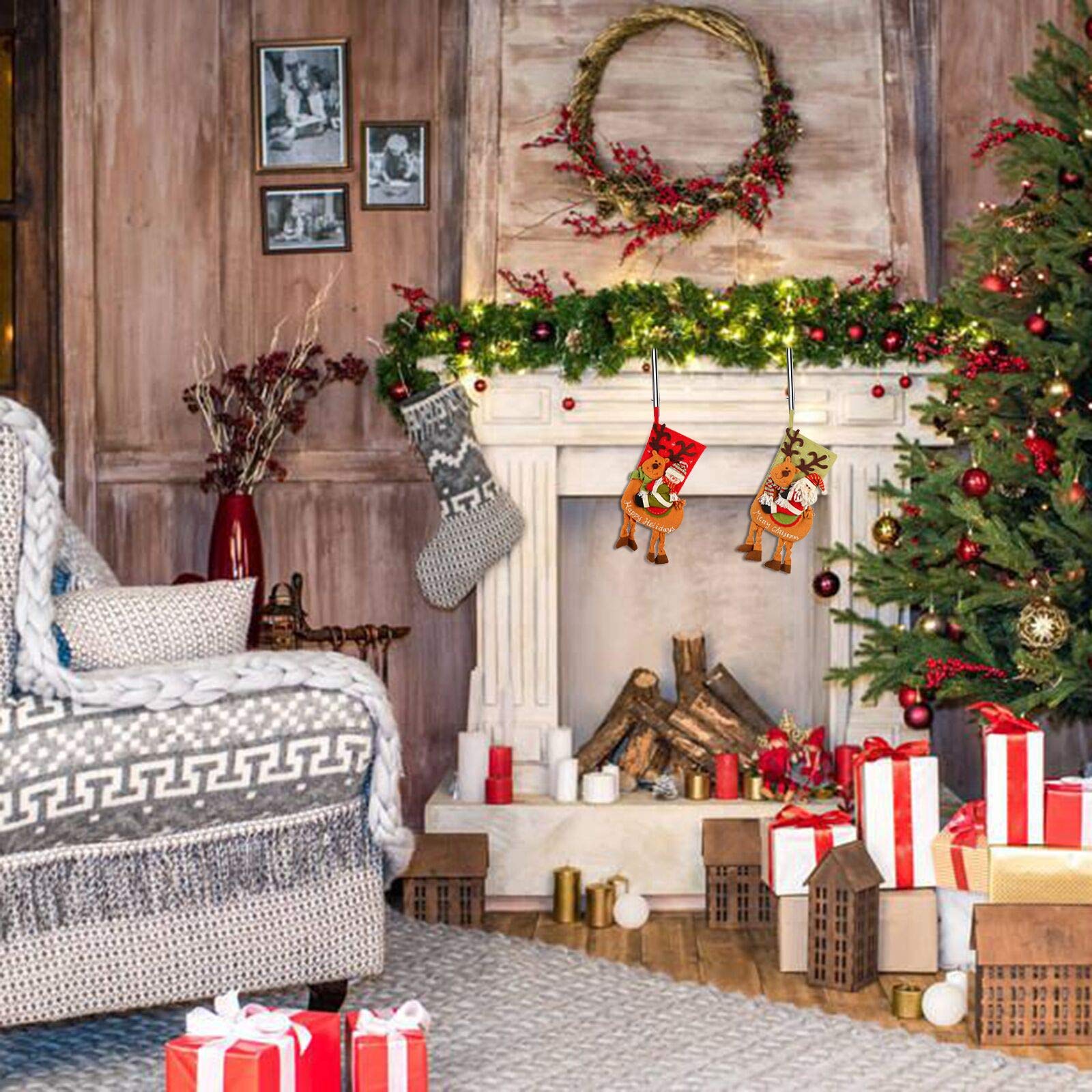 TAZEMAT 4 Stück Weihnachtsstrumpf Halter Weihnachtsstrumpf-Haken Metall quadratische Halter für Kaminsimse mit rutschfestem Design für Weihnachten Party Dekoration