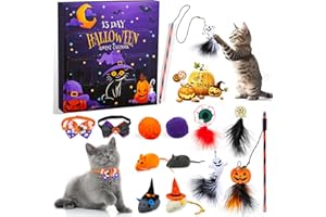 LARCHIO Halloween Cat Advent Calendar 2024, 13 Day Cat Halloween Toys Countdown Calendar with Assorted Cat Toys Kitten Halloween Gifts