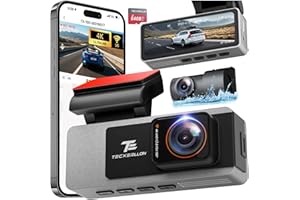 TECXERLLON Dash Cam Front and Rear, 4K Full HD Dual Dash Camera with Starlight Night Vision, Bulit-in GPS & 5G WiFi, Free 64GB Card Included, with G-Sensor, WDR, 24H Parking Mode, Support 512GB Max