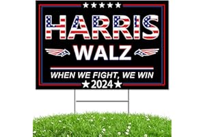 QIYEYEYE Harris Waltz 2024 Yard Sign,24x18In Kamala Harris Tim Walz Double-Sided Kamala Harris Tim Walz For President Yard Sign With H-Stakes Political Democratic Sign For Outdoor Garden Lawn Parade Rally Decor