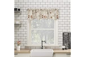No. 918 Bristol Coffee Shop Semi-Sheer Rod Pocket Kitchen Curtain Valance, 54" x 14", Ivory Off-White