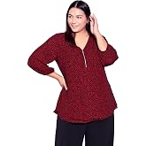 AVENUE Women's AVESTUDIO Plus Size TOP MEILA Zip PRT