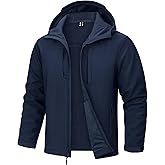 TACVASEN Men's Softshell Jacket with Hood Waterproof Fleece Coat Winter Windbreaker Lightweight Rain Jackets