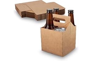 MT Products 4 Bottle Holder Kraft Cardboard 12 oz. Beer or Soda Porte-Bouteille for Safe and Easy Transport - 4 Pack Carrier 