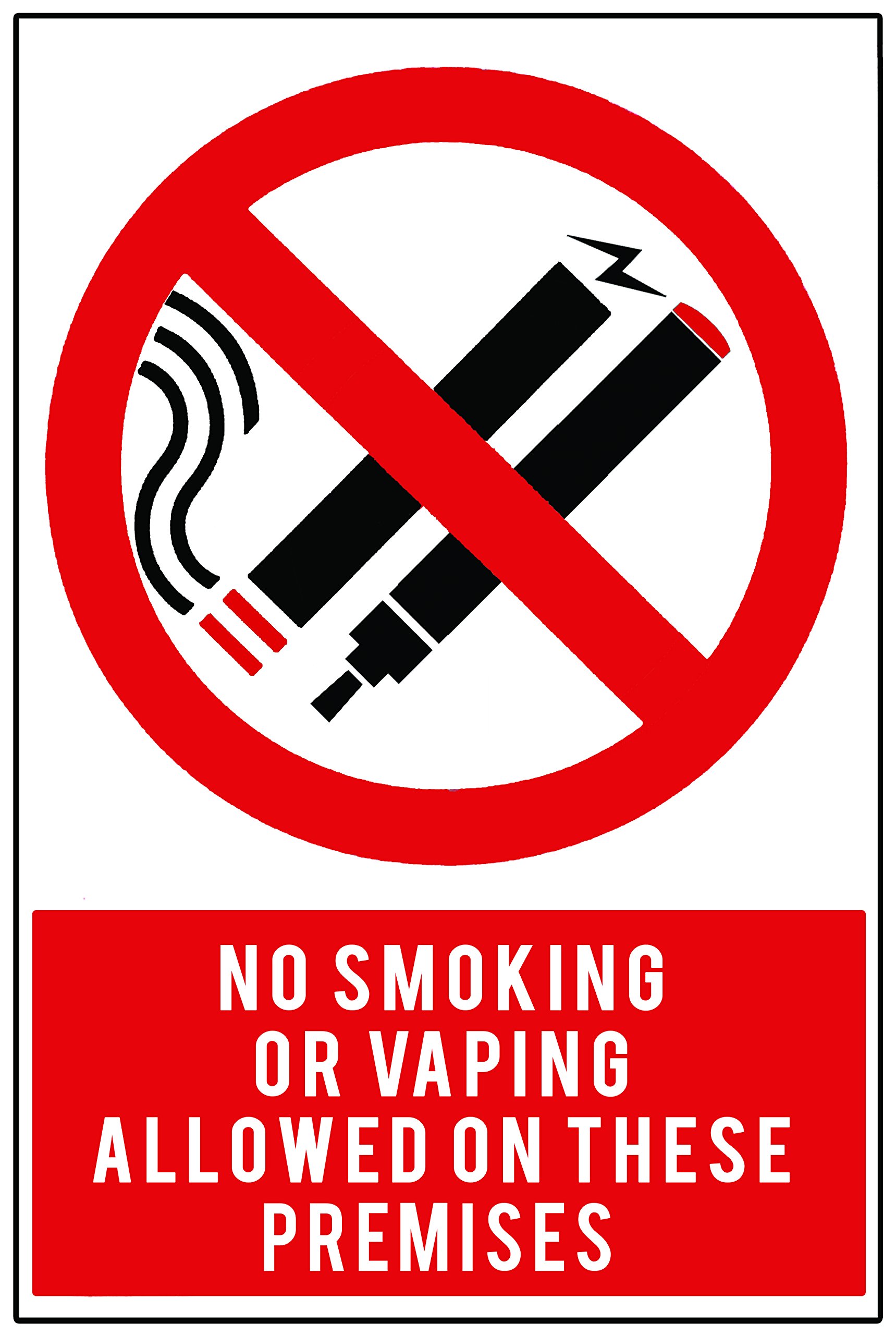 NO SMOKING or VAPING SAFETY WARNING 3mm HARD BACKED SIGNS for Walls Doors Gates Indoor & Outdoor use