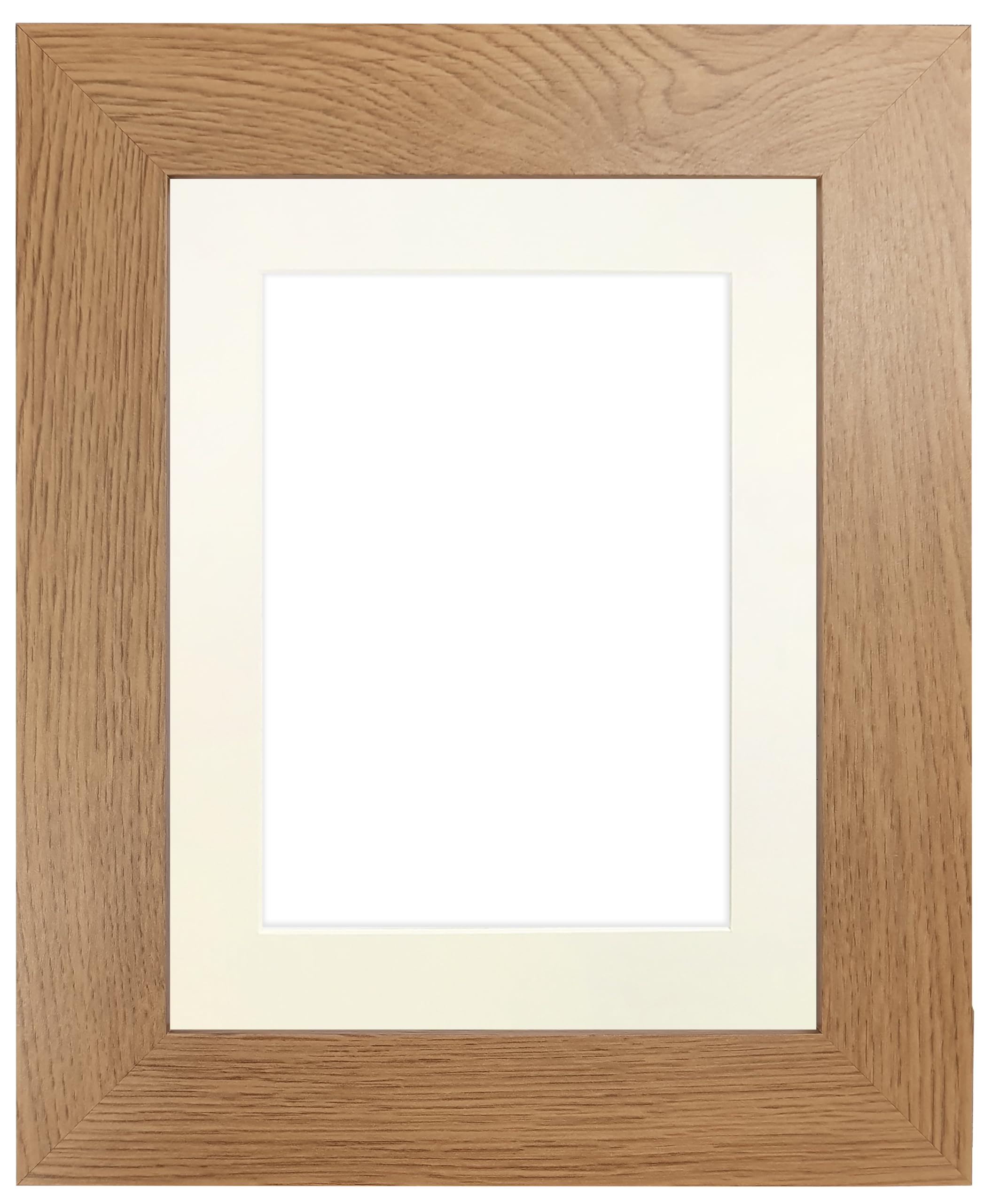 FRAMES BY POST Metro Oak Photo Picture Poster Frame with Ivory Mount Plastic Glass 21" x 10" For 3 Pics @ 7" x 5"