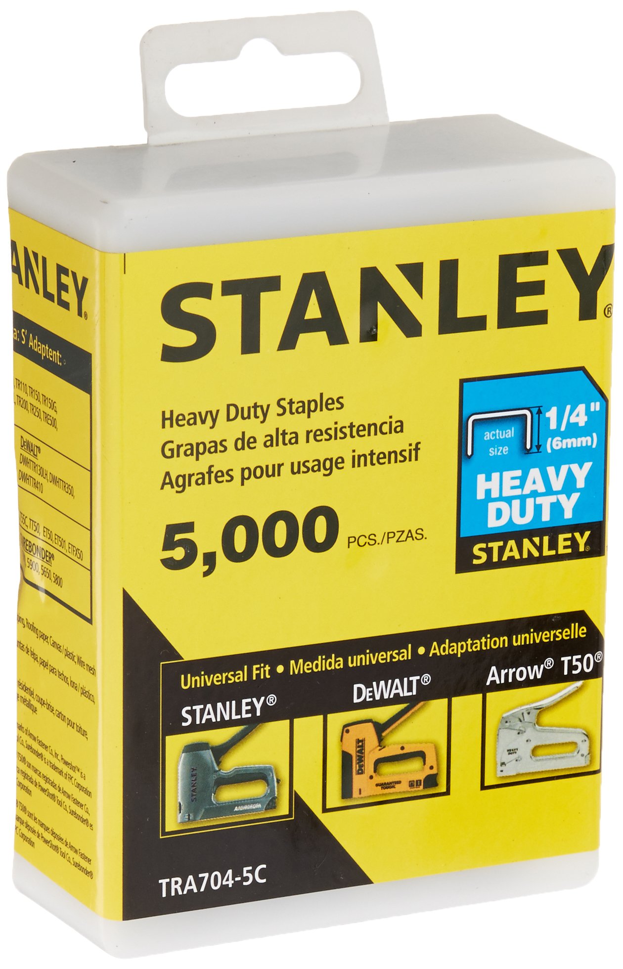 Stanley Tra7045C Heavy Duty Narrow Crown Staples,1/4 Inch,Pack of 5000