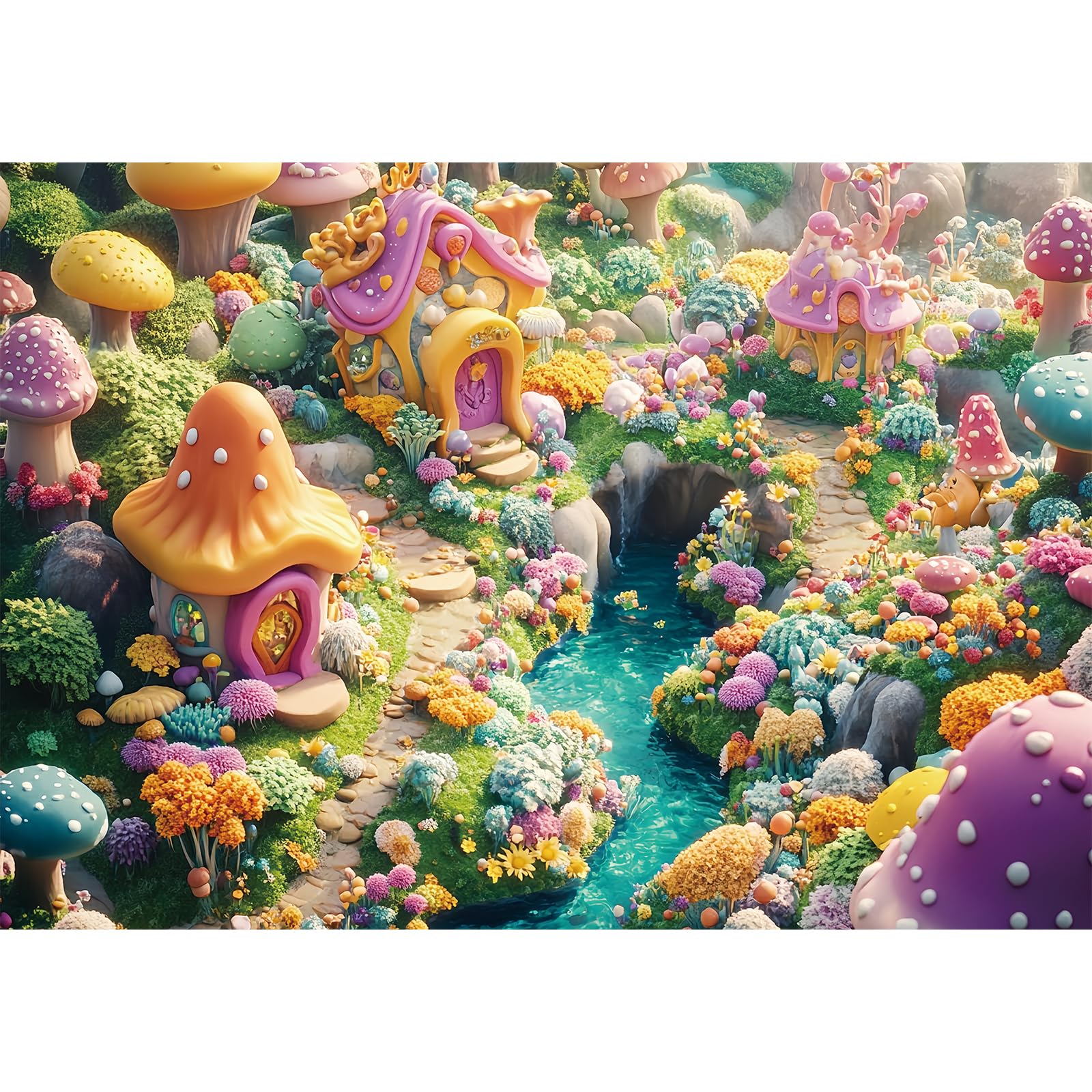 Photo 1 of 2000 Piece Jigsaw Puzzle for Adults – Challenging Fantasy Mushroom Forest Scene, Recycled Paper Puzzles 2000 Pieces for Adults,Sturdy Glossy Pieces,Perfect for Relaxing & Game Nights (39 x 28 in)