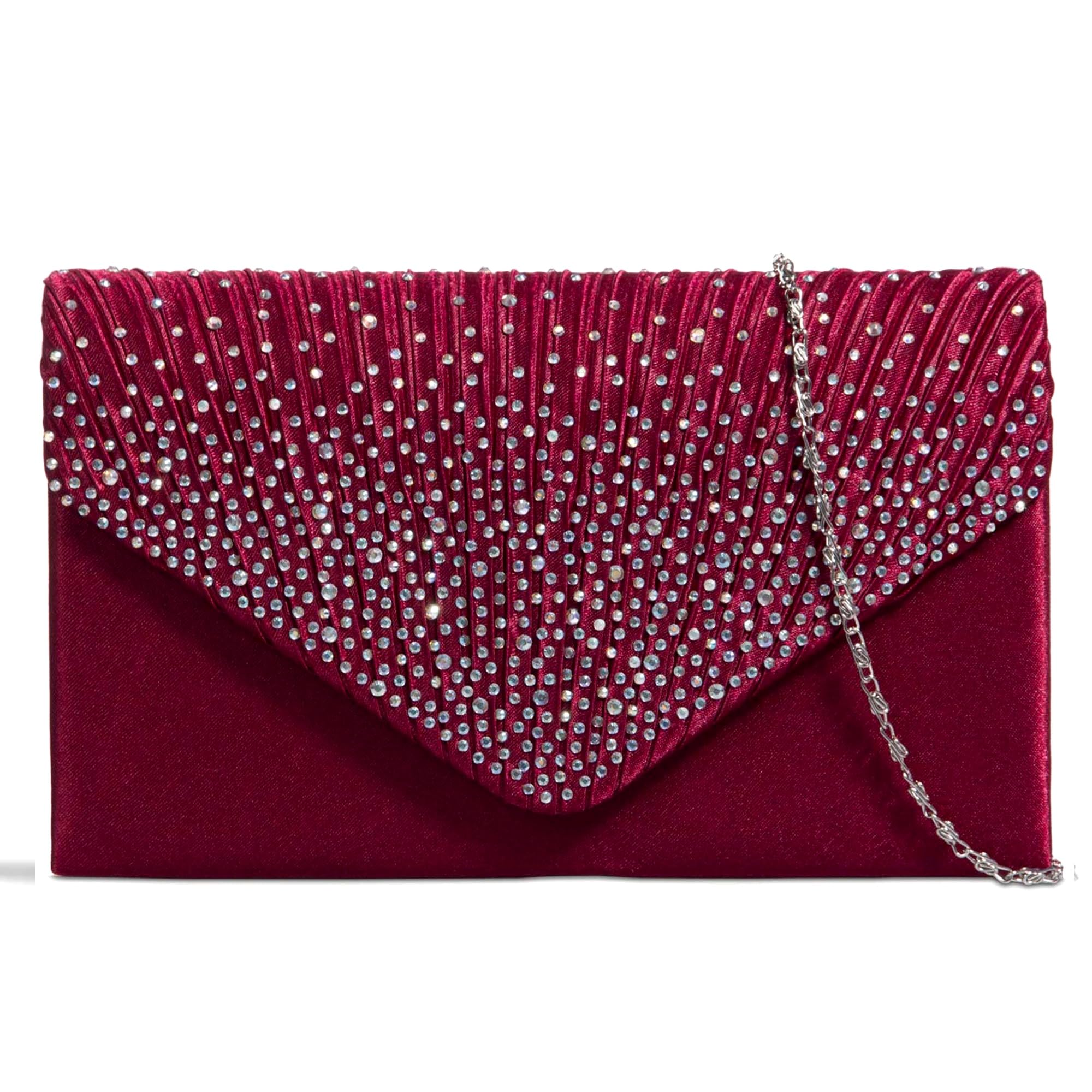 fi9® LADIES DIAMANTE BLING PARTY PROM BRIDAL EVENING CLUTCH HAND BAG PURSE HANDBAG (Burgundy / Maroon)