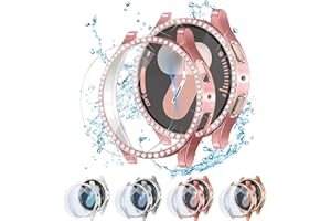 ALMNVO [4+4 Pack Bling Case for Samsung Galaxy Watch 7 Screen Protector 40mm, Tempered Glass Glitter Diamond Bumper Face Cover for Galaxy Watch 7 Accessories 40mm Galaxy Watch Case for Women