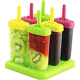 Popsicle Ice Mold Maker Set - 6 Pack BPA Free Reusable Ice Cream DIY Pop Molds Holders With Tray & Sticks Popsicles Maker Fun for Kids and Adults Great Gift for Party Indoor & Outdoor Assorted