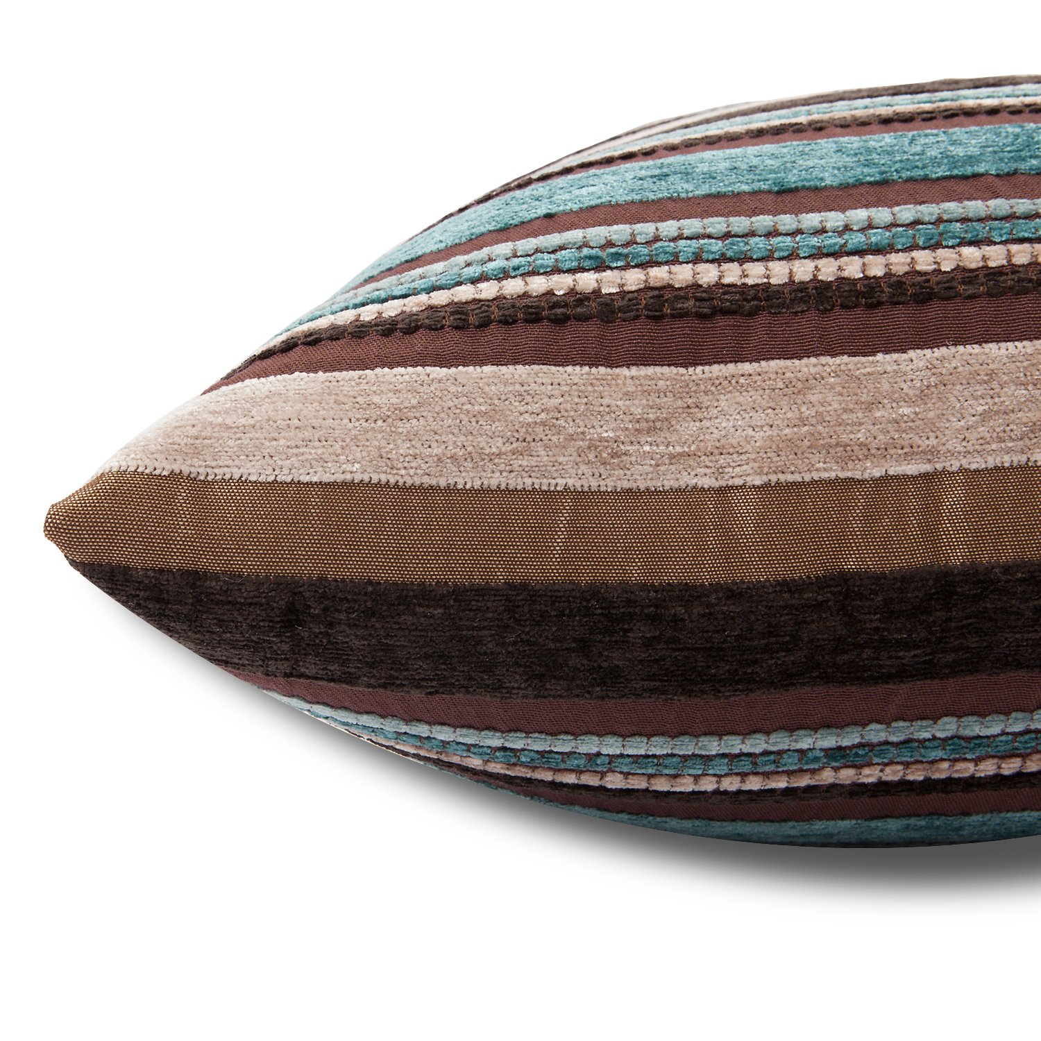 2 Packs Cushion Cover Throw Pillow Sham Chenille Pillow Case Blue Rainbow-Like Stripe Design Home Decor 18