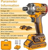 Ingco 20V Cordless Impact Driver 285NM Brushless 3-Speed LED 2x2.0Ah view 6