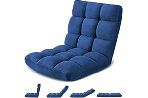 Avocahom Folding Floor Gaming Chair 14-Poistion Cushioned Adjustable Floor Lazy Sofa Chair w/Breathable Cotton & Skin-Friendly Velvet for Adults & Kids Perfect for Reading Gaming Meditating, Darkblue