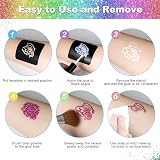 AUKZON Glitter Tattoo Kit Kids 36 Colors Stencils 215 Rhinestones Skin Friendly view 7