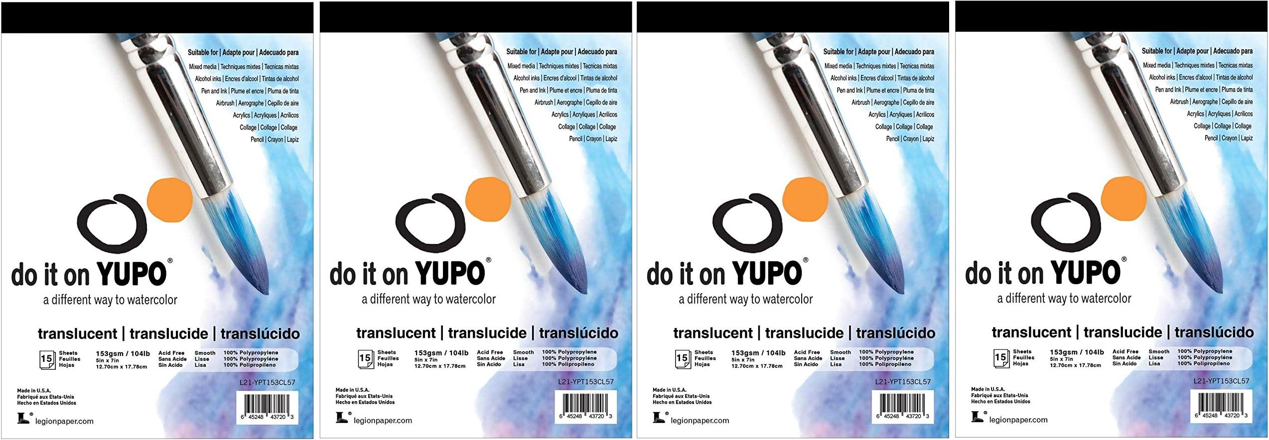 Yupo Paper L21-YUP153CL57 Translucent Sheets (15 Pack), 5" x 7 (Fоur Расk, Clear)