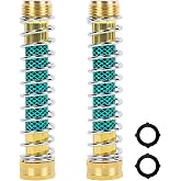 Triumpeek 2 Packs Garden Hose Extension Adapters | 5.7"L Hose Protectors with Coil Spring, Brass Hose/Pipe Connectors with 3/4" Threaded Hose Fittings