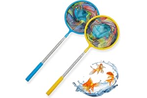 ARANZU Kids Fishing Nets, 2 PCS Telescopic Fishing Landing Net with Handle for Children Fish Net for Kid Youth Retractable Fi