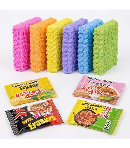 Amazon.com: Rondure Ramen Erasers For Kids 8 Pcs Noodle Food