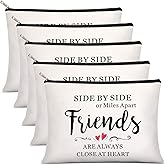 Weewooday 5 Pcs Friend Gifts Cosmetic Bags Friendship Makeup Bags for Women Party Favors, Long Distance Friendship, Side by Side Friends Gift, Girls Weekend Gifts for Birthday Teacher