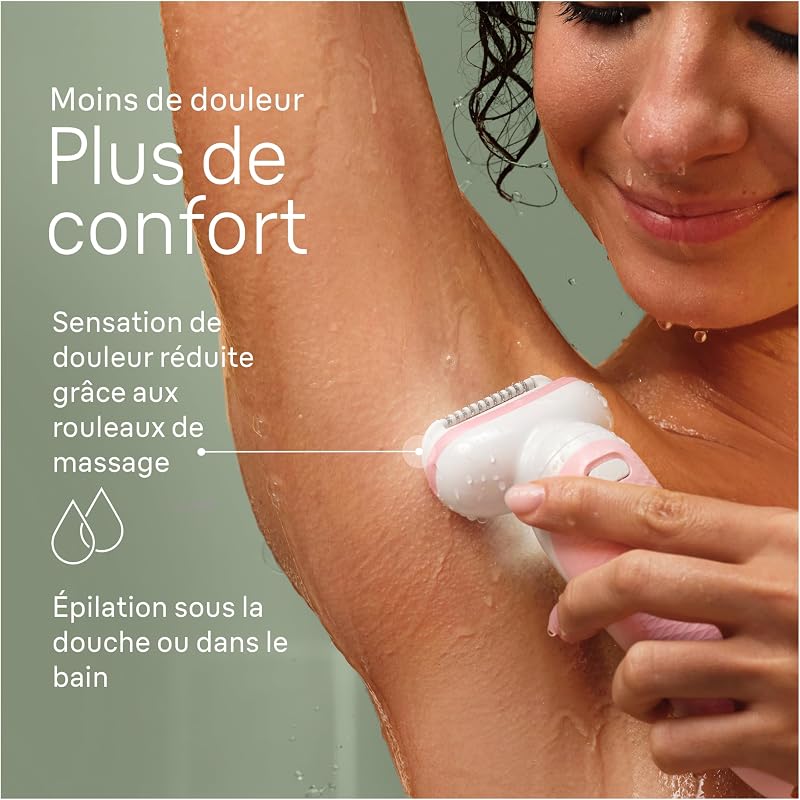 Epilateur Electrique Femme Silk Epil 9, 9-130, Blanc et Rose Quartz