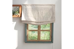 FANXINCAIWEI Linen Roman Shades for Windows — Customizable, Relaxed Style, Multiple Colors, Cordless and Corded Options, Blac