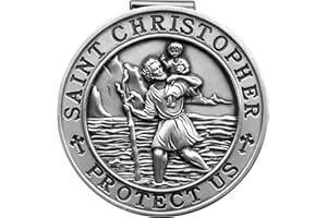 PloreWay St. Christopher Medal for Car, Metal Saint Christopher Visor Clip, Gifts for Catholic Men, Talisman for Safety, Automotive Visor Accessories, Gift for Drivers, Families, Friends