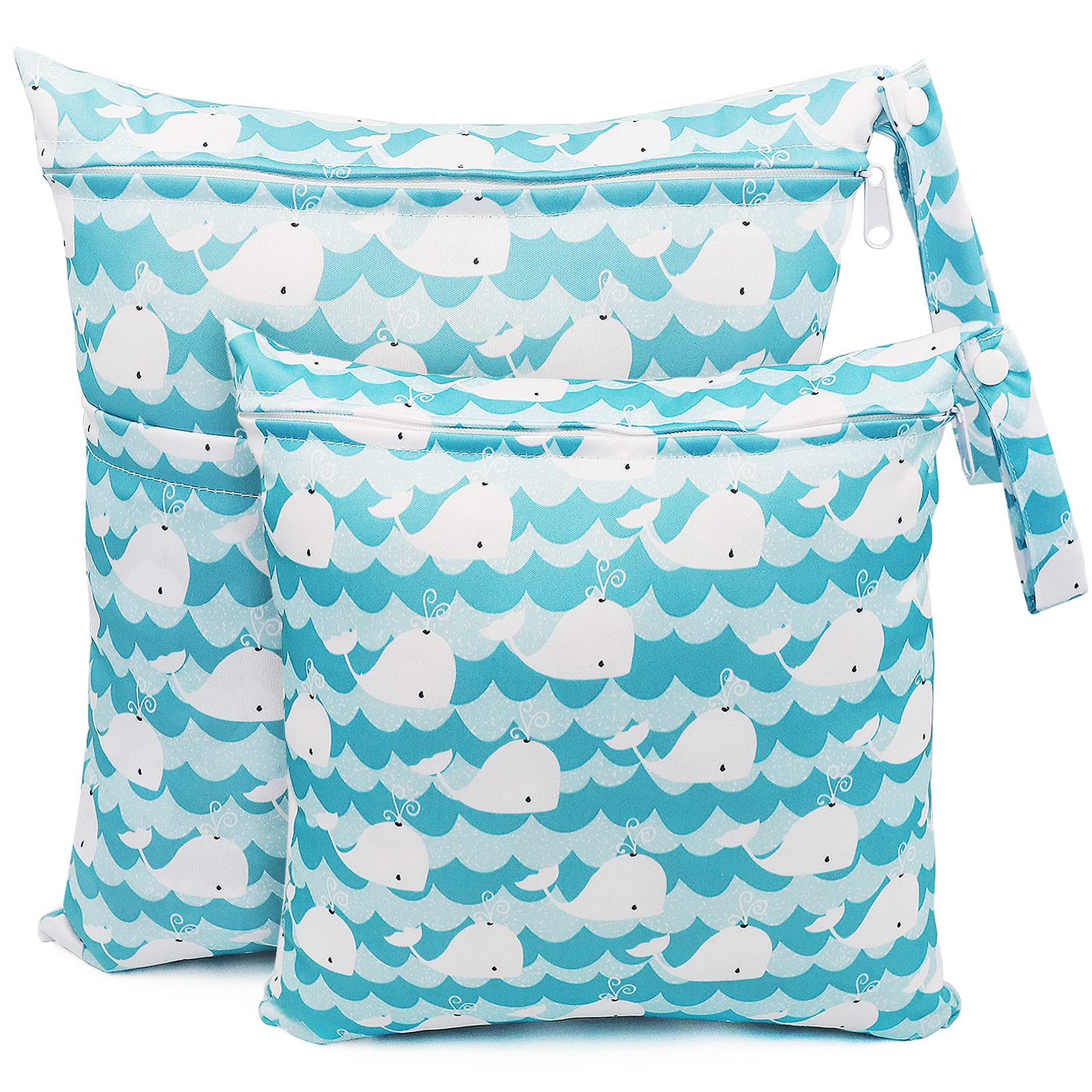 FenFang Wet Bag, Wet Dry Bags for Cloth Diapers Nappy Daycare Organiser Storage Bags, Waterproof Washable Reusable Zipper Bag (Light Blue)