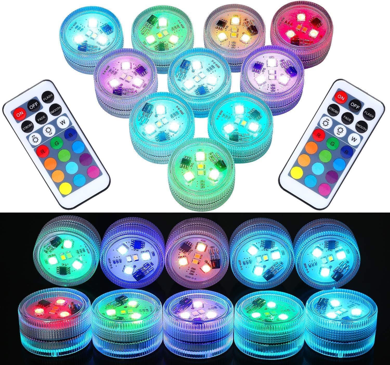 LUXJET Mini LED Tea Lights with Remote - Small Submersible LED Lights ...