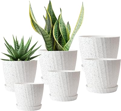 CSYY 6-Pack Plant Pots Indoor Outdoor Self Watering Tray