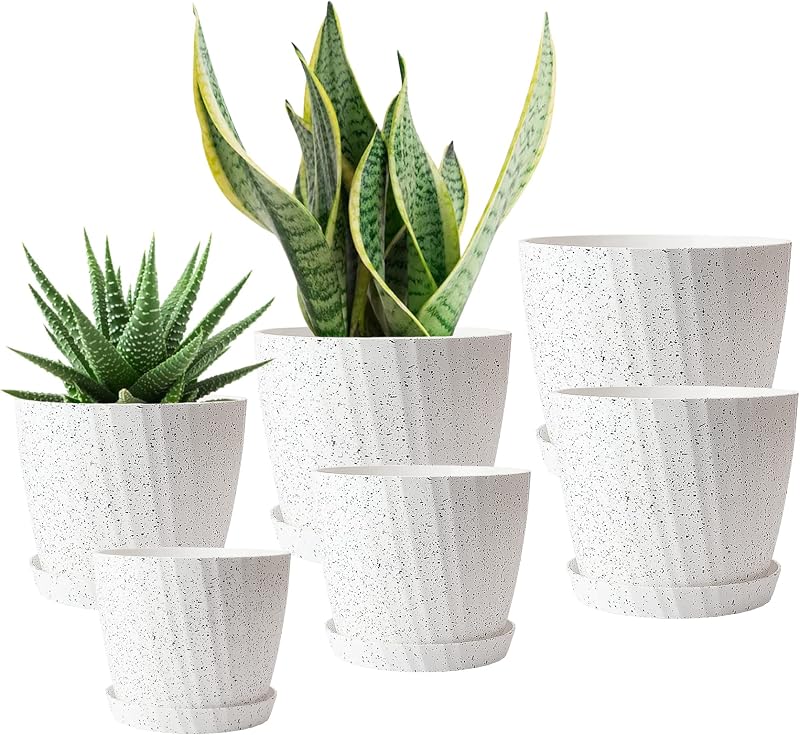 CSYY 6-Pack Plant Pots Indoor Outdoor Self Watering Tray