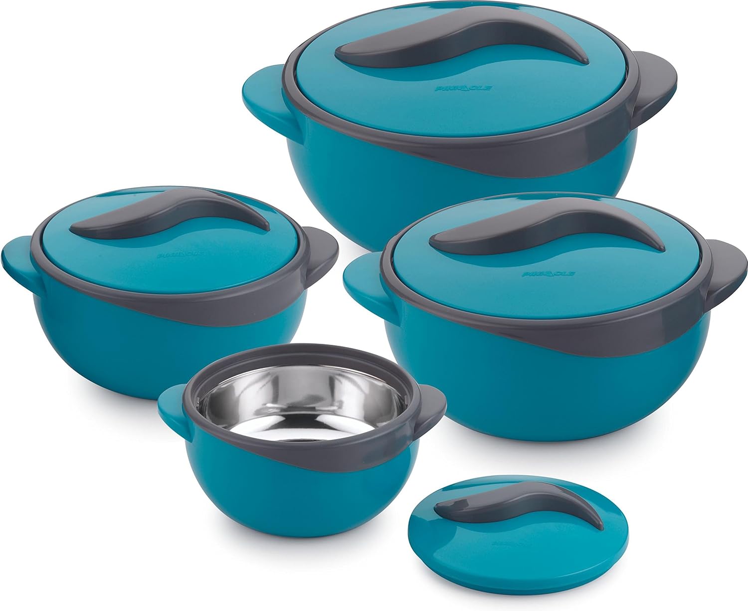 Pinnacle Parisa 4Pc Round Heat Insulated Food Storage Hot Pot Casserole Set, Blue