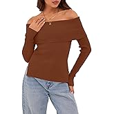 ZAFUL Womens Off The Shoulder Pullover Sweater Long Sleeve Fall Ribbed Knit Tops Sexy Y2K Outfits
